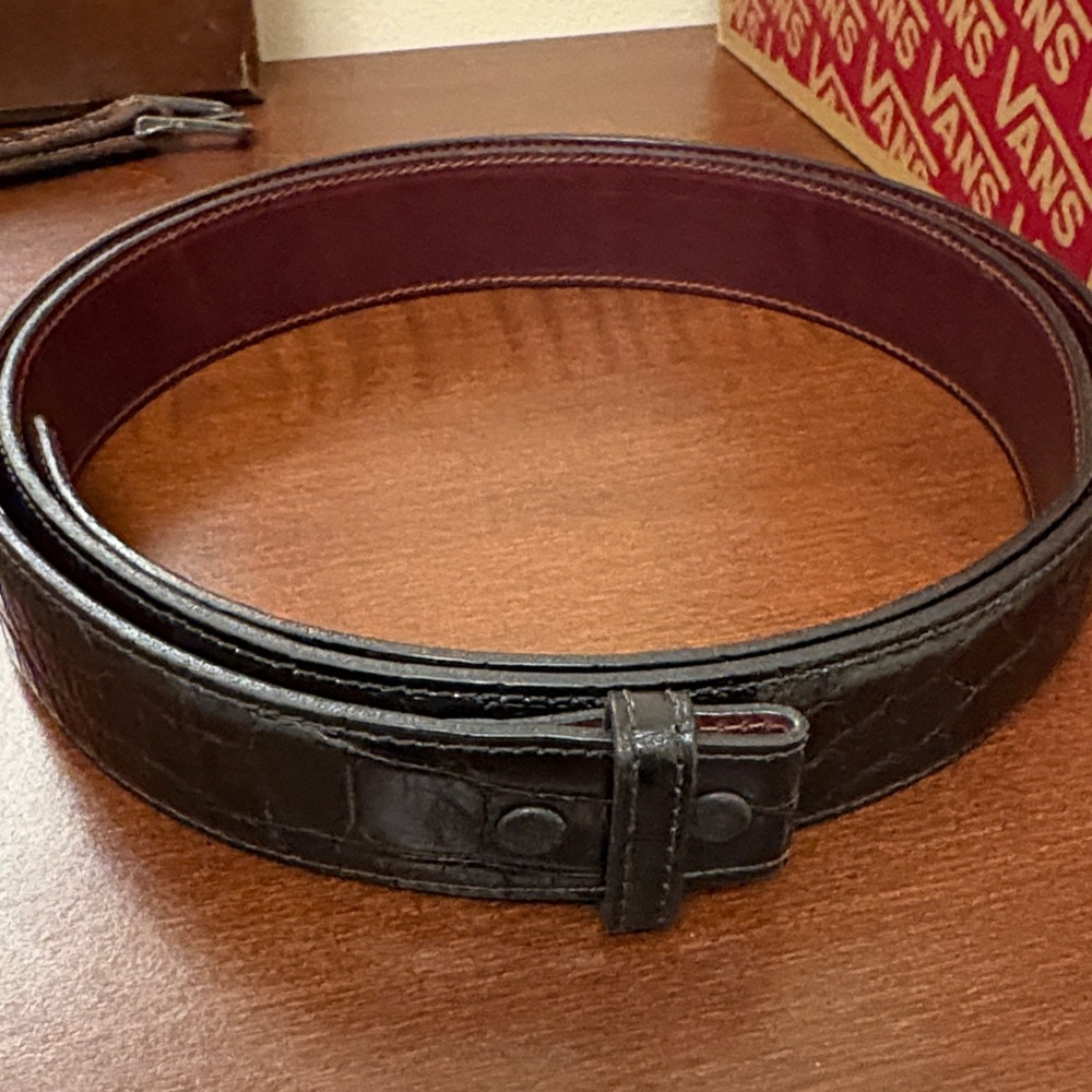 Midas Genuine Crocodile Skin Belt Men’s Small Black Exotic Leather 49